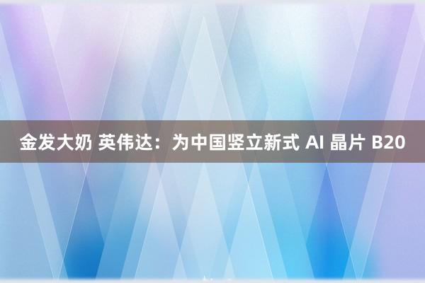 金发大奶 英伟达：为中国竖立新式 AI 晶片 B20