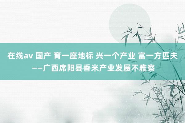 在线av 国产 育一座地标 兴一个产业 富一方匹夫 ——广西席阳县香米产业发展不雅察