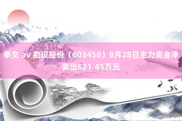 拳交 av 勘设股份（603458）8月28日主力资金净卖出621.45万元