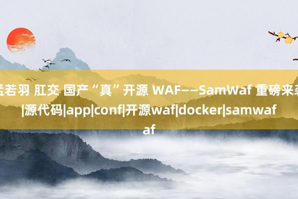 孟若羽 肛交 国产“真”开源 WAF——SamWaf 重磅来袭|源代码|app|conf|开源waf|docker|samwaf