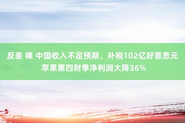 反差 裸 中国收入不足预期、补税102亿好意思元 苹果第四财季净利润大降36%